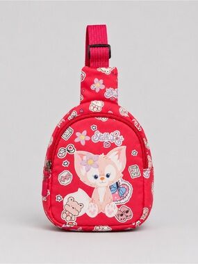 Cute Pink Fox Toddler Sling Backpack – Mini Crossbody Kids Bag with Adjustable